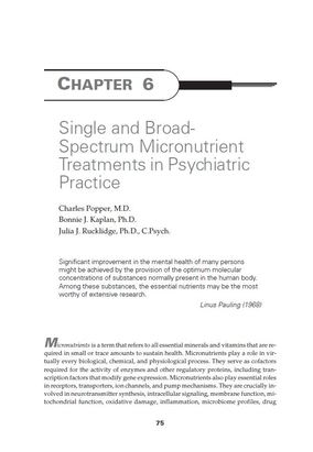 Single and Broad-Spectrum Micronutrient Treatments in Psychiatric Practice